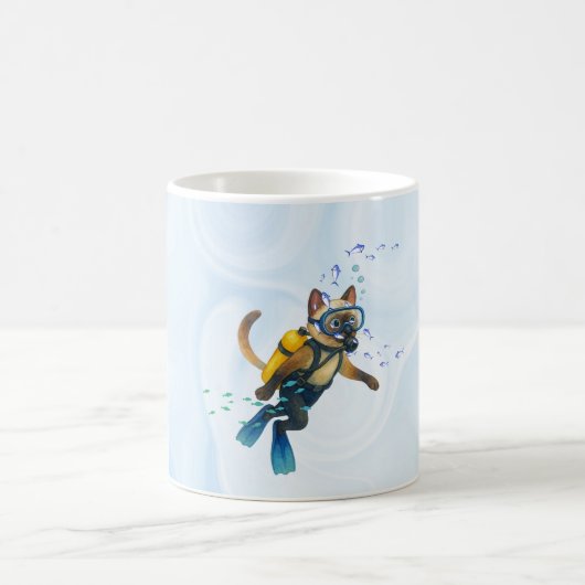 Scuba Cat taucht Unterwasser  Kaffeetasse (Mittel)