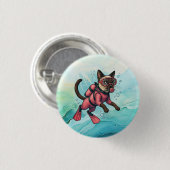 Scuba Cat taucht Unterwasser Knopf Button (Vorne & Hinten)