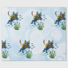 Scuba Cat Underwater  Geschenkpapier