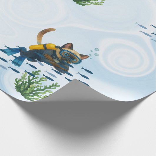 Scuba Cat Underwater  Geschenkpapier (Ecke)