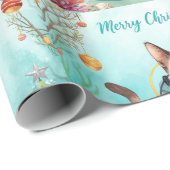 Scuba Cat Underwater Holiday  Merry Christmas  Geschenkpapier (Rolleneckpunkt)