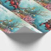 Scuba Cat Underwater Holiday  Merry Christmas  Geschenkpapier (Ecke)
