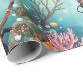 Scuba Cat Underwater Holiday  Merry Christmas  Geschenkpapier (Rolleneckpunkt)