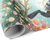 Scuba Cat Underwater Holiday  Merry Christmas  Geschenkpapier (Rolleneckpunkt)
