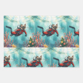 Scuba Cat Underwater Holiday  Merry Christmas  Geschenkpapier Set (Vorderseite 2)