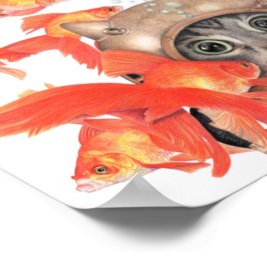 Scuba Cat unter den Fischen Poster (Ecke)