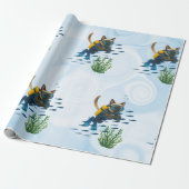 Scuba Cat Unterwasser Geschenkpapier (Ungerollt)