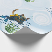 Scuba Cat Unterwasser Geschenkpapier (Ecke)