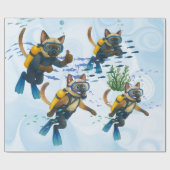 Scuba Cats are diving  Underwater  Geschenkpapier (Flach)