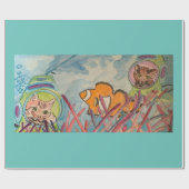 Scuba Cats Wasserfarbe Geschenkpapier (Flach)