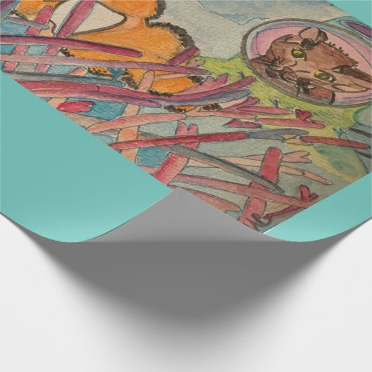 Scuba Cats Wasserfarbe Geschenkpapier (Ecke)