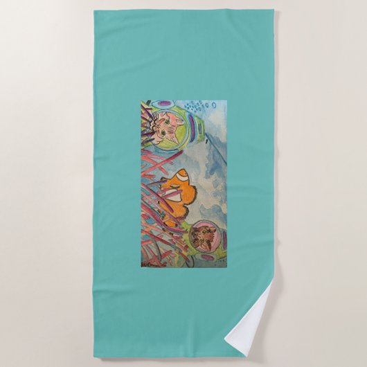 Scuba Cats Wasserfarbe Strandtuch (Vorderseite)