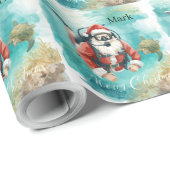 Scuba Christmas Santa Claus diving with turtle Geschenkpapier (Rolleneckpunkt)