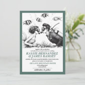 Scuba Couple Wedding Einladung (Stehend Vorderseite)