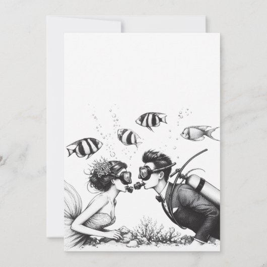Scuba Couple Wedding Einladung (Rückseite)