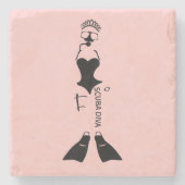 Scuba Diva Diver Steinuntersetzer (Vorderseite)