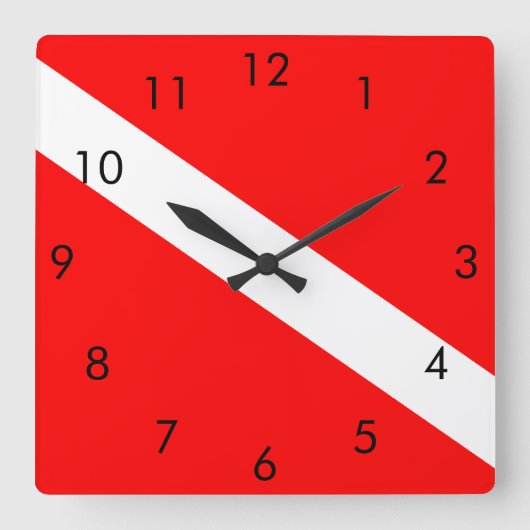 Scuba Dive Flag Quadratische Wanduhr (Vorderseite)