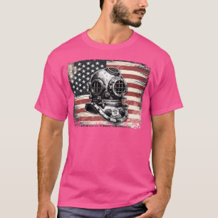 Scuba Dive Helmet Amerikanische Flagge Funny Scuba T-Shirt