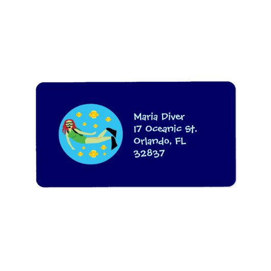 Scuba Diver Adressaufkleber (Vorne)