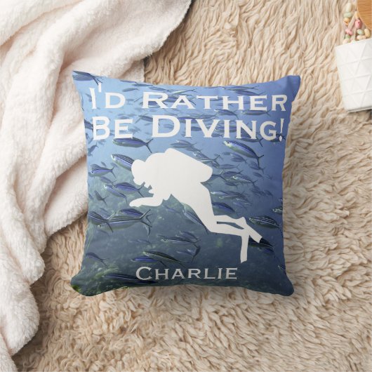 Scuba Diver Design "Ich würde eher tauchen" Kissen (Decke)