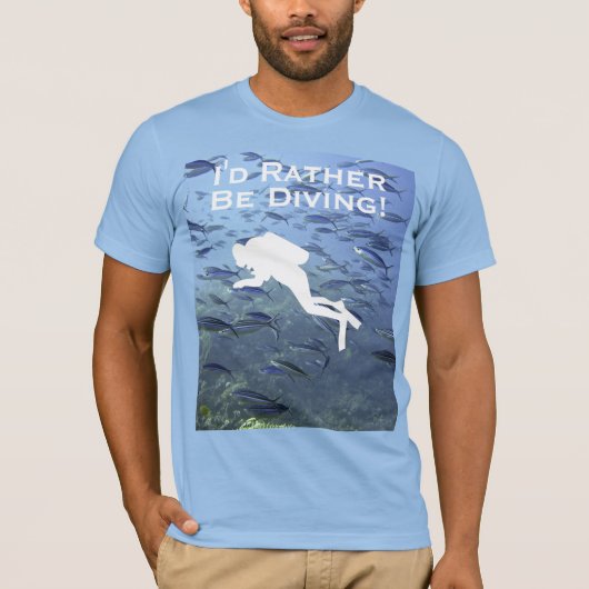 Scuba Diver Design "Ich würde eher tauchen" T-Shirt (Vorderseite)