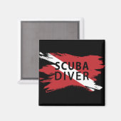 Scuba Diver, Diver Down Flag, Scuba Flag Magnet (Vorderseite/Rückseite)