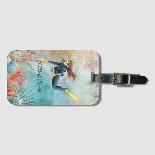 Scuba Diver Diving underwater  Gepäckanhänger (Vorderseite (Horizontal))