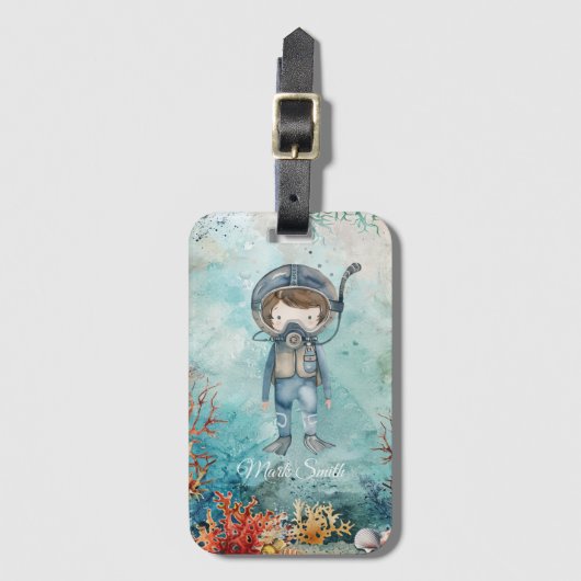 Scuba Diver Diving underwater Gepäckanhänger (Vorderseite Vertikal)