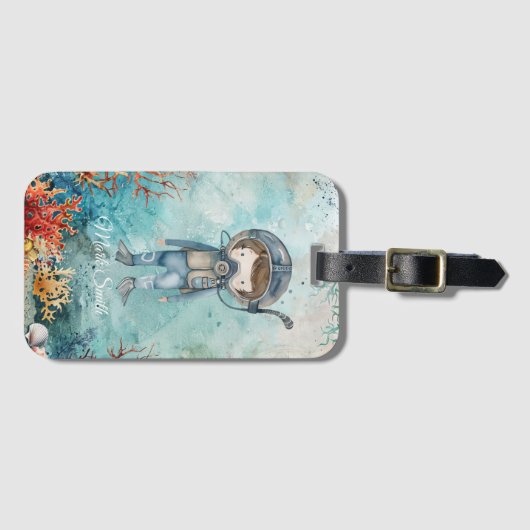 Scuba Diver Diving underwater  Gepäckanhänger (Vorderseite (Horizontal))