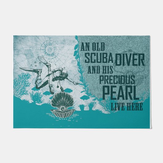 Scuba Diver Doormat, Retro Maps Fußmatte (Vorderseite)
