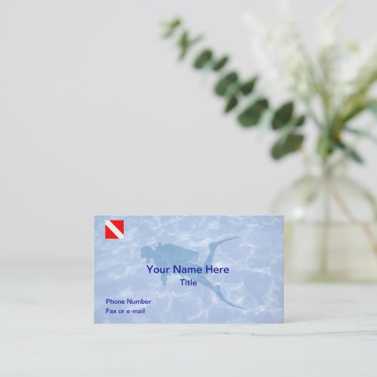 Scuba Diver Down Business Card Visitenkarte (Stehend Vorderseite)