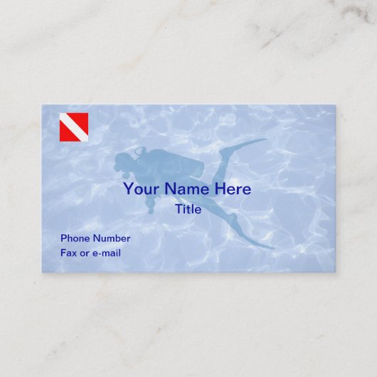 Scuba Diver Down Business Card Visitenkarte (Vorderseite)