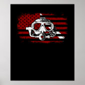 Scuba Diver Down Dive Flag Scuba Diving American F Poster (Vorne)