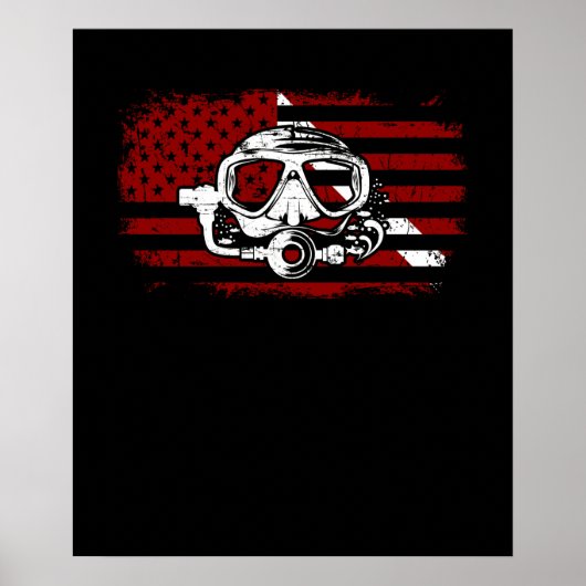 Scuba Diver Down Dive Flag Scuba Diving American F Poster (Vorne)