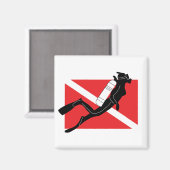 SCUBA Diver Down Flag mit weiblichem Diver Magnet (Vorderseite/Rückseite)