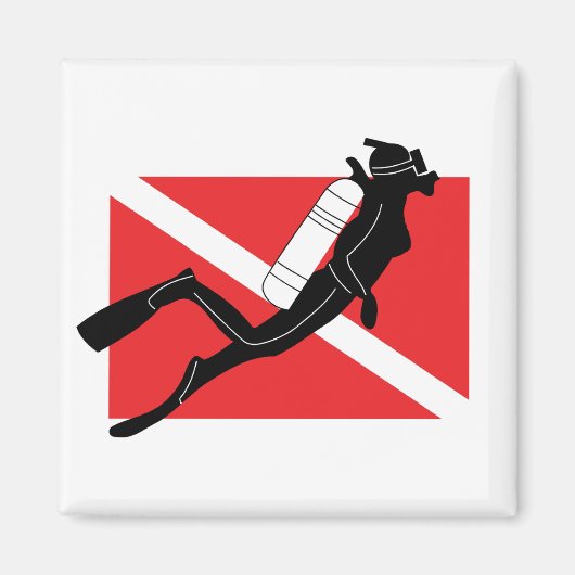 SCUBA Diver Down Flag mit weiblichem Diver Magnet (Vorne)