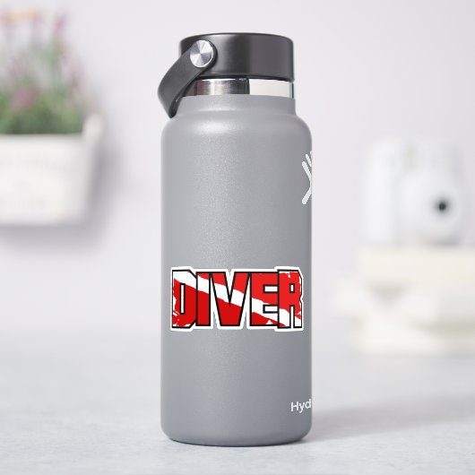 Scuba Diver Down Flag Weathered Sticker (HydroFlask)
