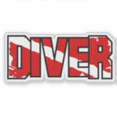 Scuba Diver Down Flag Weathered Sticker (Vorderseite)