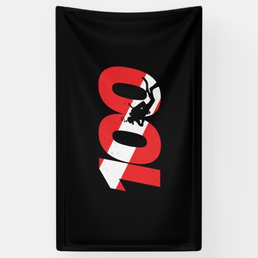 Scuba Diver Gift - 100. Dive Down - Scuba Banner (Vertikal)