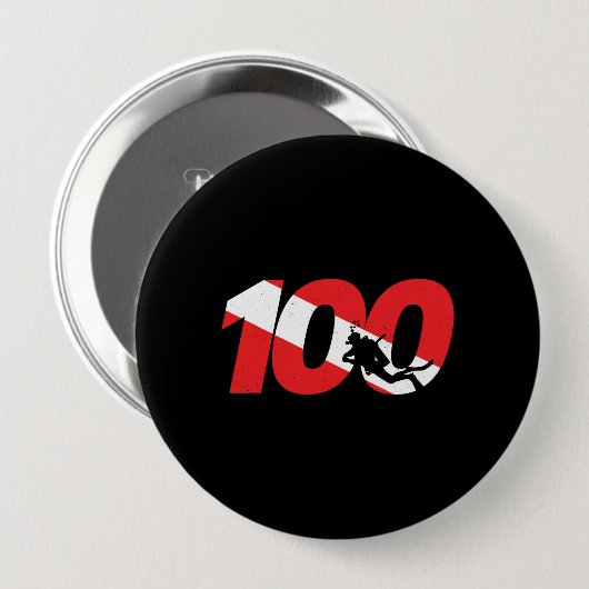 Scuba Diver Gift - 100. Dive Down - Scuba Button (Vorne & Hinten)