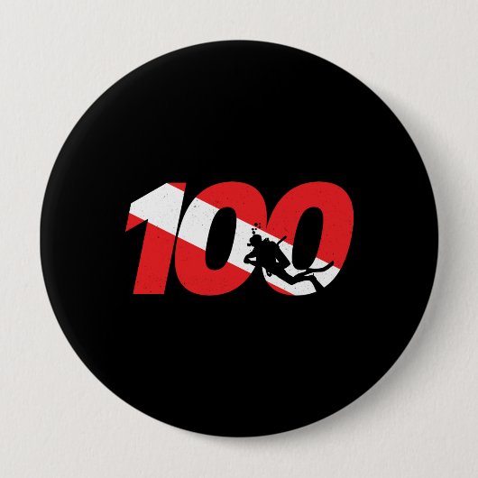Scuba Diver Gift - 100. Dive Down - Scuba Button (Vorderseite)