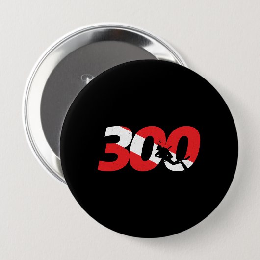Scuba Diver Gift - 300. Dive Down Diving Button (Vorne & Hinten)