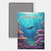 Scuba Diver Great Barrier Reef Magnet (Vorderseite/Rückseite)