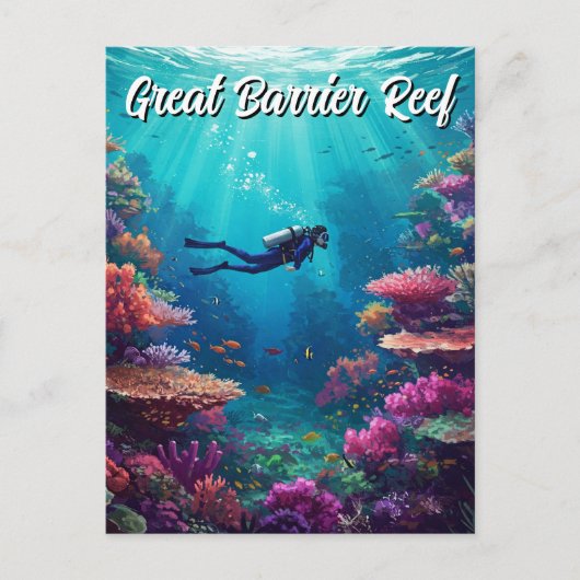 Scuba Diver Great Barrier Reef Postkarte (Vorderseite)