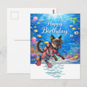 Scuba diver Happy Birthday underwater Postkarte (Vorne/Hinten)