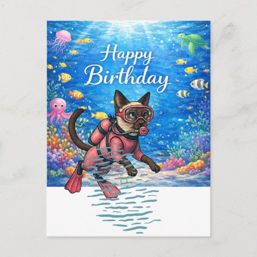 Scuba diver Happy Birthday underwater Postkarte (Vorderseite)