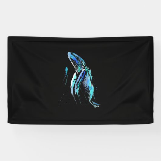 Scuba Diver Humpback Wal Schwimmen Geschenk Banner (Horizontal)