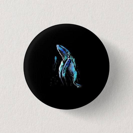 Scuba Diver Humpback Whale Schwimmen Geschenk Button (Vorderseite)