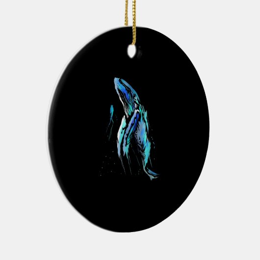 Scuba Diver Humpback Whale Schwimmen Geschenk Keramik Ornament (Rechts)