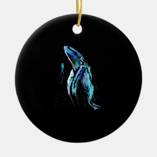 Scuba Diver Humpback Whale Schwimmen Geschenk Keramik Ornament (Vorne)